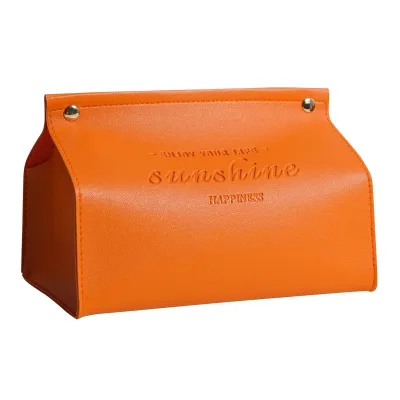 Nordic PU Leather Flat-Opening Car Tissue Box Tissue Holder Home Decoration