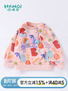Girls Long Sleeve Sweatshirt Pure Cotton Full Print Autumn Clothes Cute Cartoon Design Childrens Fashionable Sweet Top for Kids