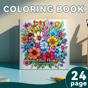 Flower Coloring Book 24 Page Gift For Adults And Teens Featuring Relieve Stress Kill Time Graffiti Painting Drawing Art Book