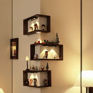 Wall-Mounted Model Display Shelf Solid Wood Corner Organizer