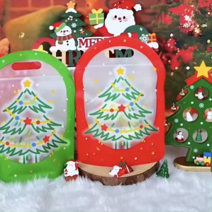 【สินค้าใหม่ขายร้อน】[คริสต์มาส] ถุงของขวัญต้นคริสต์มาส ถุงแอปเปิ้ลและขนมคริสต์มาสอีฟ ถุงของขวัญแบบตั้งได้ลายการ์ตูน