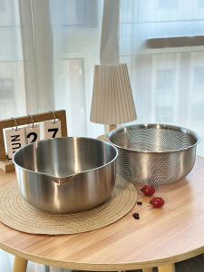 Food Grade 304 Stainless Steel Vegetable Washing Basin Drain Basket Thickened For Home Kitchen Iron Bason Bowl Strainer Vegetable Basket Handy Gadget