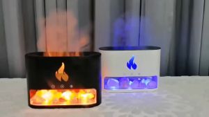 USB Salt Rock 7 Colors 3D Simulation Fire Ambient Light Essential Oil Aromatherapy Fragrance Diffuser Humidifier