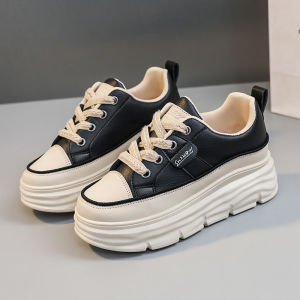 Womens Casual Sneakers Breathable Leather Thick Bottom Hidden Height Increase White Shoes Comfortable Leisure Board Shoes
