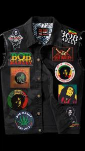 BOB MARLEY II -inspired Printed Iron-On DIY Patches for Jacket Decoration. Features 2026 patches with band logos and album art. Suitable for customizing denim jackets. Ideal for rock music enthusiasts.