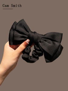 Black Large Bow Headwear Womens High-End Feeling Elastic Hair Ties Low Ponytail Hair Bands Hair Accessories Original Design Fresh out