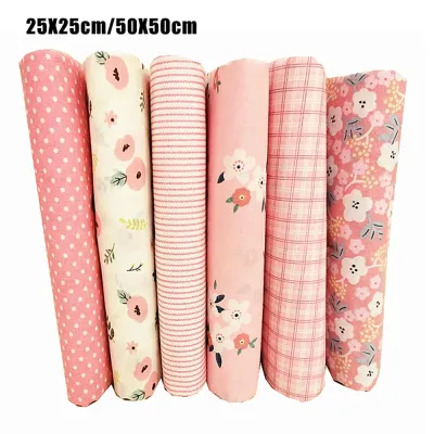 6pcs 25/50cm DIY Floral Cotton Cloth Pre-Cut Sewing Fabric Handmade Floral Cloth Sewing Patchwork Bundle DIY
