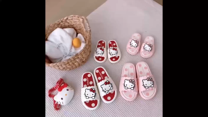 Hello Kitty Slides Red Polka Dot Comfortable Indoor Footwear