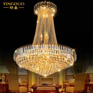 Ceiling luxury gold LED crystal staircase light crystal chandelier living room dining room bedroom