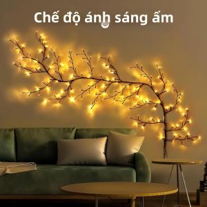 Đèn LED Dây Mây Tre Đan Có Thể Uốn Cong Nhiều Kiểu Trang Trí Cho Tường Phòng Ngủ Không Gian Ngoài Trời - Bao Gồm Bóng Đèn LED