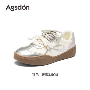 Red Embroidered Thick Bottom Sports Casual Shoes for Women Agsdon August Lion Vintage Style round Toe Soft Comfortable Rubber Sole