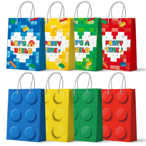 24 Pcs Building Block Party Favor Bags Building Block Gift Bags Building Block Party Bags Building Block Party Present Bag