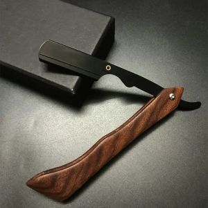 wooden trimmer manual shaver professional straight edge stainless steel sharp barber razor folding shaving blade shave beard cut