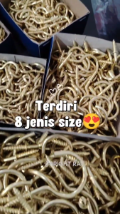 (BOX)Cup Hook Screw Ring hook Skru Penyangkut Kunci Kitchen Hook | Drywall Screw Screw Gold Ceiling Screw Hanging hook