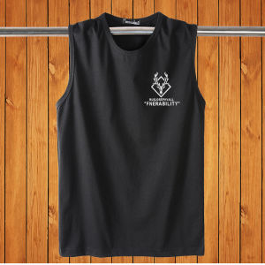 Loose Fit Cotton Sport Vest Mens Summer Trendy Brand Ins Sleeveless Gym T-Shirt White Base Shirt Short Sleeve round Neck Print