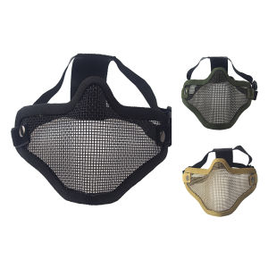Tactical Hunting Double-belt Half Face Metal Steel Mesh Protective Mask CS Equipment for Paintball Mask