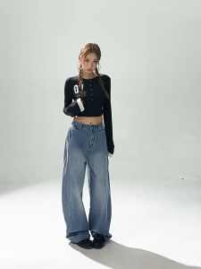 Baggy Pants Woman/ Men American Vintage Style Jnco Jeans Y2K Style Wide Leg Pants for Men Washed Jeans Cleanfit Loose-fit Pants