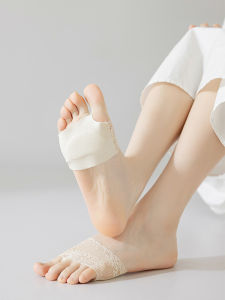 Lace Half-Palm Summer Socks Womens Invisible Boat Socks Anti-Slip Sandal Socks Cotton Nylon Ultra-Thin Breathable Toe Shoes