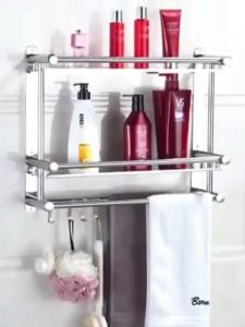 [Free Shipping+COD] Stainless Steel Bathroom Accessories Wall-Mounted Towel Rack23Layerbathroom Essential Rack Organizer