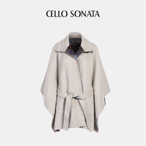 Cello Sonata | Limited Edition Reversible Stylish Patchwork Plaid Mandarin Collar Wool Coat