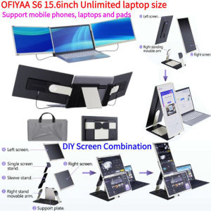 [Wondering] OFIYAA 15.6inch P2 S6 Portable Triple Monitor Two Screen DIY Screen Combination For Laptop Screen Extender Portable Dual Monitor Resolution 300cd/㎡ FHD 1080p Laptop Monitor Supported MAC/Windows/Android/Linux/Chrome OS/Mobile Phone