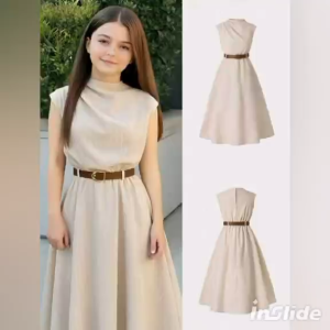 CC Elegant High-Waist A-Line Midi Skirt with Belt for Women