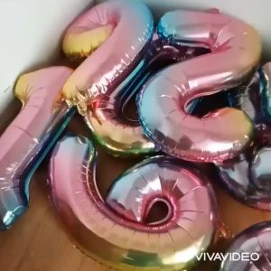 [Little B House] 32 Inch Birthday Gradient Color Aluminum Film Decoration Number Balloon 数字铝膜气球 Belon Nombor - BT294