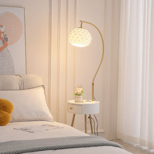 Elegant Bedroom Living Room Floor Lamp Integrated Atmosphere Shelf Master Bedroom Bedside Counter Lamp Iron Acrylic Body