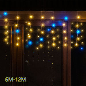6m-12m LED Icicle Fairy Lights Outdoor String Lights Christmas Garland For New Year Party Wedding Patio Garden Decoration