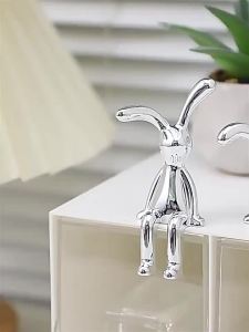 2PC Long-Eared Rabbit Double Statue Cartoon Decoration Accessories Living Room Bedroom Car Decoration Desktop Decorative Ornamet