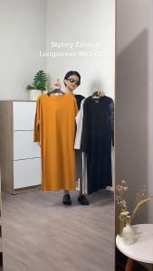 Zalmore LongSleeve Midi Dress Premium Cotton - Dress Lengan Panjang