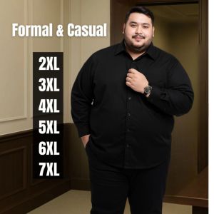 Kemeja kantor Putih Termurah Big Size | Kemeja Formal Pria Jumbo | Kemeja Lengan Panjang Pria Over Size Hitam Katun Premium