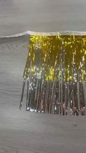 ส่งจากไทย ม่านฟอยล์แบบสั้น ม่านสั้น ม่านฟอย แบบใหม่ ม่านตกแต่งงานปาร์ตี้ หรือจัดงานปาร์ตี้เนื้อเงา กว้าง 3 เมตร สูง 30 ซม.