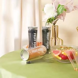 20 PCS Fruit Fork Set Plastic Handle Dessert Snack Salad Cake Fork Detachable 2-in-1 Food Clip For Party Flatware〔CC11〕
