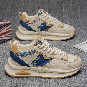 Mens Thick Bottom Anti-slip Wear-resistant Sports Dad Shoes Fashionable Casual Trendy Board Shoes round Toe PVC Outsole