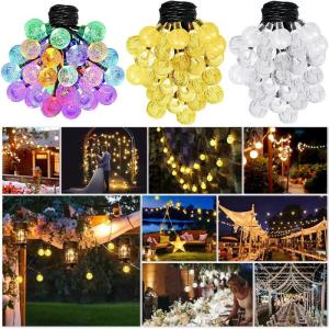 LED Solar Lamp 5/6.5/9.5/12M Crystal Ball Led String Lights Flash Waterproof Fairy Garland 8 Modes Lighting For Outdoor Garden Christmas Decor