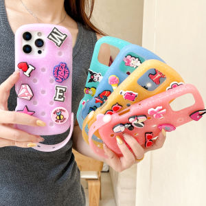 เคสกันกระแทก iPhone 16 15 14 13 12 Pro Max ลาย Crocs Holes รุ่น 17 Pro Max 17 Air พร้อมสายคล้องมือ + ชุดอุปกรณ์เสริม