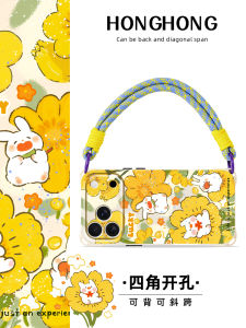 เคสโทรศัพท์มือถือ EISOYO รุ่น Spring Flower Rabbit พร้อมสายคล้อง ดีไซน์การ์ตูน สร้างสรรค์ ไม่ซ้ำใคร สำหรับ Apple iPhone