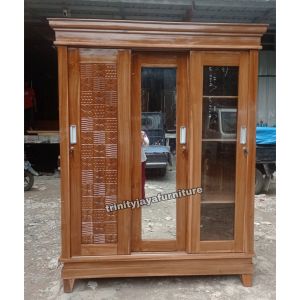 Lemari Pakaian 3 Pintu Sliding Kayu Jati Rak Tas/trinityjayafurniture