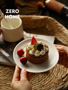 Zero-Home Ceramic Afternoon Tea Pastry Plate Japanese Style Cream Ins Coffee Dish European Snack round Plate Handmade Porcelain