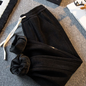 Retro Japanese Style Corduroy Mens Pants Autumn Winter Thickened Fleece Casual Workwear Loose Fit Youthful Trendy Trousers