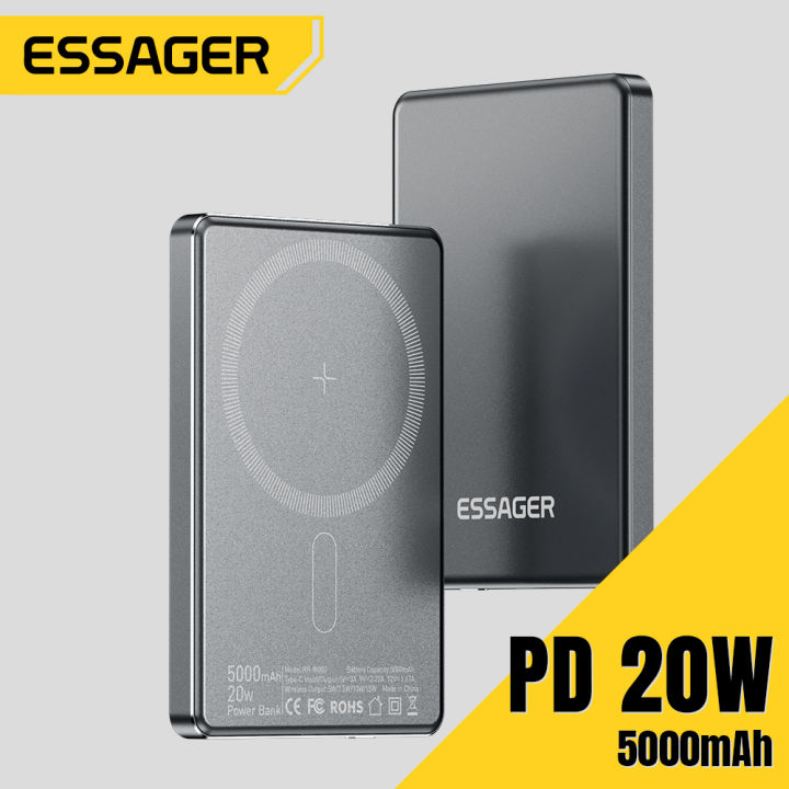 Essager PD20W 5000mAh USB C Type C Wireless Charging For Mobile Phone  iphone Samsung Huawei Xiaomi Fast Charge Power Bank Lazada PH
