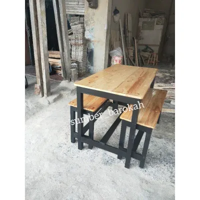 (039). 1set meja makan meja cafee meja kursi makan meja makan kayu jati belanda