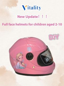 Pink Full Face Helmet for Kids Boys Girls 2-10 years old Motorcycle Protective