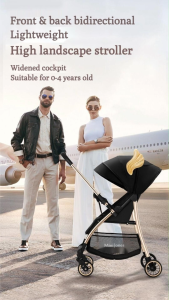 MiniJones Baby Stroller Newborn to Toddler Foldable Compact Travel Pram with Golden Wings Design for 0-6 Years