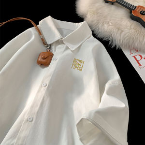 Ice Silk Short Sleeve Shirt Mens Summer Thin New Chinese Style Loose Casual Turn-down Collar Simple Upper Apparel