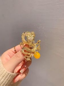 Lapel Pin Bros Motif Naga Bola Kuning Pin Jas Wanita Kuningan Bros Jas Pria Wanita Bross Hijab