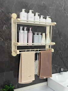 Rak Sabun Kamar Mandi Persegi Panjang Tinggal Tempel Bahan Tebal 28 x 13 x 55 BA07