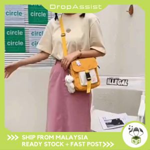 DROPASSIST 1182 Woman Korean Style Canvas Sling Handbag Shoulder Messenger Bag Wanita Beg Tangan Perempuan
