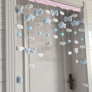 Xanh Dương Thần Gia Đình Dễ Thương Chó Quế Hoạt Hình Rèm Cửa Phân Vùng Màn Treo Màn Trang Trí Phòng Ngủ Vải Màn